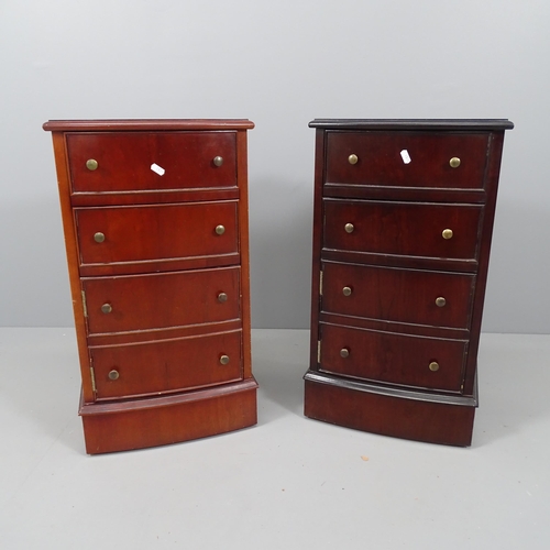 2127 - A pair of modern mahogany pot cupboards, with two drawers above single cupboard door. 38x68x32cm.