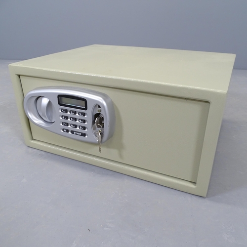 2662 - A Hilka Challenge electronic laptop safe. 43x20x37cm. With instruction manual and key.