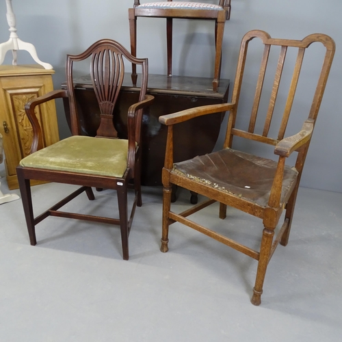 2673 - WITHDRAWN - A Georgian mahogany Chippendale style dining chair, an Arts & Crafts style pot cupboard,... 