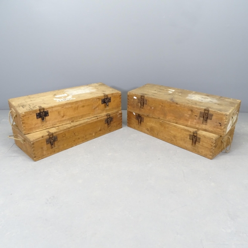 2678 - Four vintage pine trunks. Each 80x17x34cm