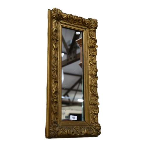 100 - A giltwood and gesso rectangular wall mirror, L68cm