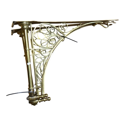 106 - A pair of large brass Art Nouveau wall brackets, 76 x 50cm