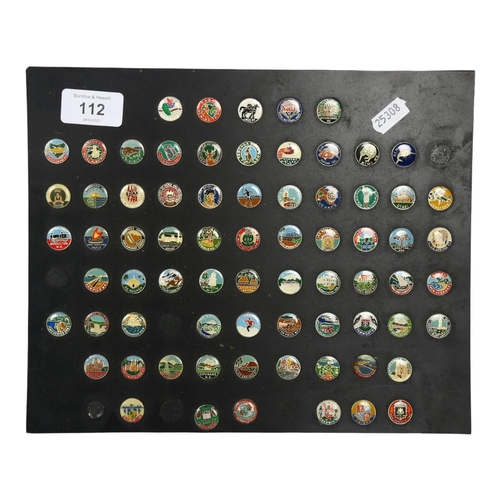 112 - A collection of enamel pin badges, all stuck to single board, all depicting places in Papua New Guin... 