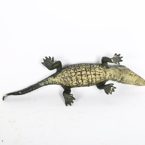 123 - A reproduction Bergmann style painted bronze crocodile, L22cm