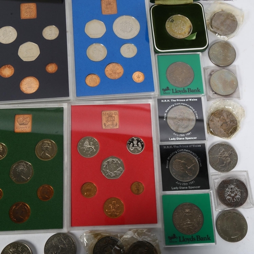 131 - 4 cased sets of commemorative coins, to include the Coinage of Great Britain Northern Ireland 1973, ... 