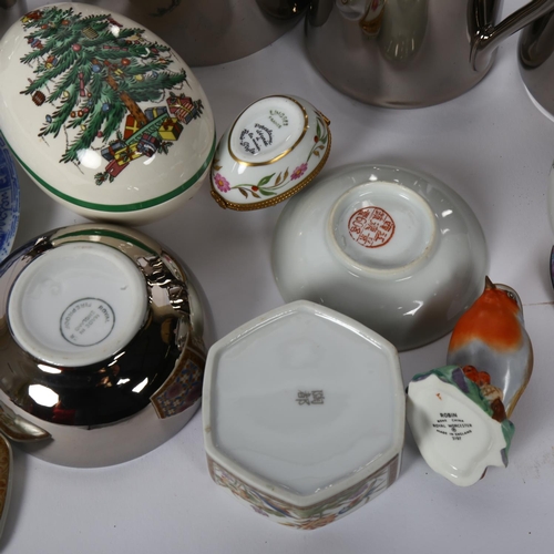 162 - A Royal Worcester fireproof silvered tea and coffee set, a famille verte jar and cover, a Limoges ov... 