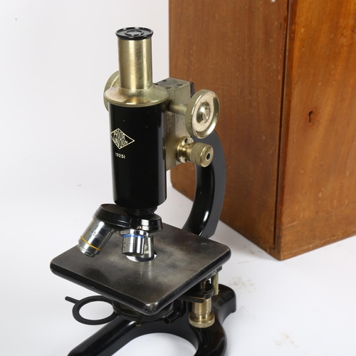 169 - A W.R. PRIOR & COMPANY LONDON - a microscope, cased metal with chrome fittings, serial no. 19251, wi... 