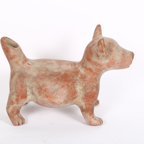 173 - A pre-Columbian style terracotta dog design vessel, L28cm