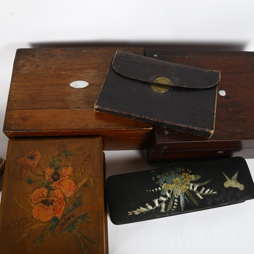 178 - A collection of Victorian and other boxes, Oriental lacquered glove box, jewel box etc (6)