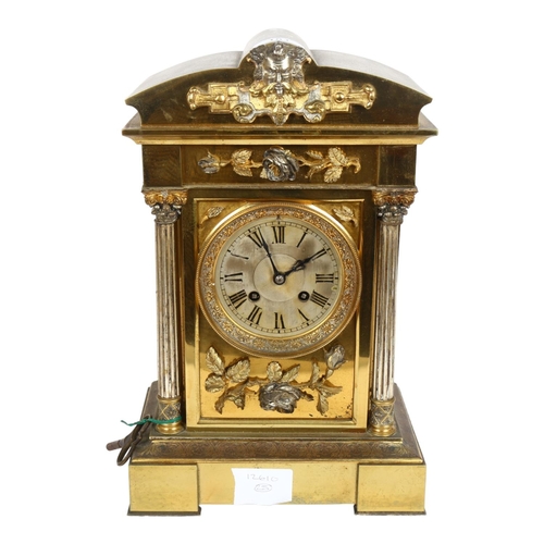 181 - 19th century gilt-brass mantel clock, 8-day movement striking on a gong, serial no. to the back of t... 