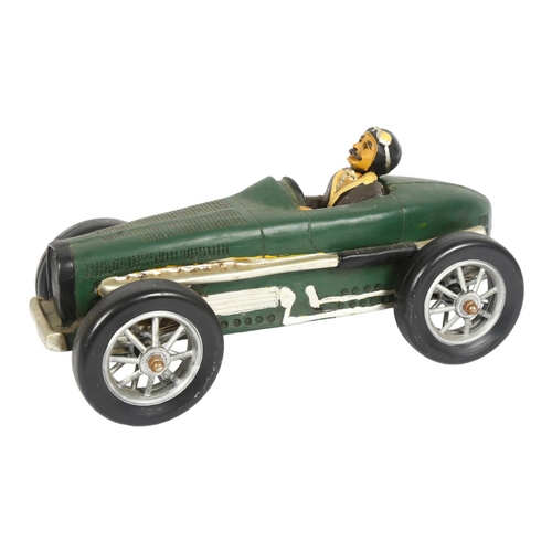 189 - A composite model of a racing car and driver, L42cm