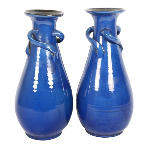 190 - H C BRANNAN - a large pair of Arts and Crafts vases, impressed made for Liberty's to the underside, ... 