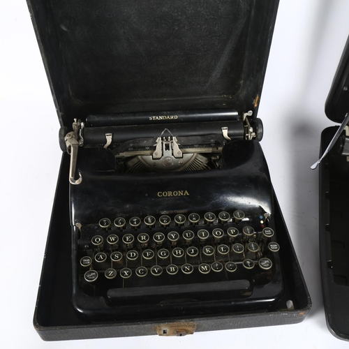 209 - CORONA - a Vintage model 4 typewriter, and a Corona Standard Vintage typewriter, both in original ca... 