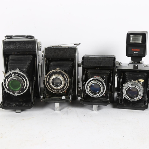 221 - A Zeiss Ikon Prontor-S 75MM folding camera, a Zeiss Ikon Prontor-SV folding camera, Novar Anastigmat... 