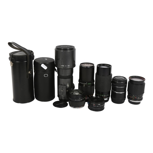 222 - A Sgma 1:5.6 multi-coated lens, a Sirius autozoom 1:3.9 lens, no.915224, a Sunagor Superange autozoo... 