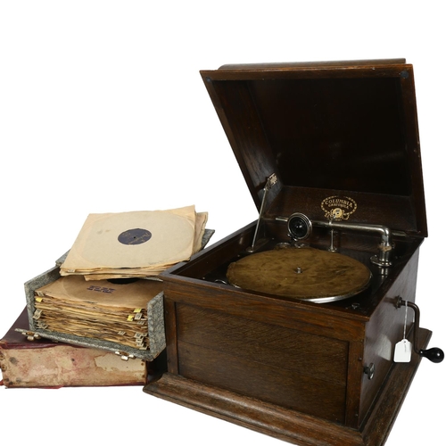 234 - A Columbia Grafonola Antique gramophone, model no. 117, with a quantity of 78rpm vinyl records, incl... 