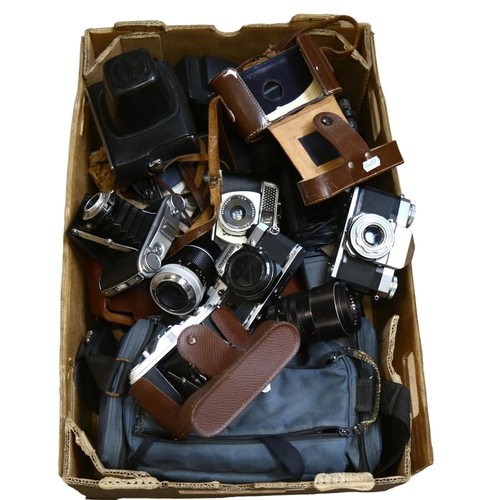 253 - A quantity of Vintage cameras, lenses and associated accessories, including a quantity of Agfa foldi... 