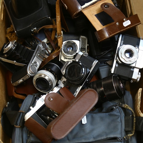 253 - A quantity of Vintage cameras, lenses and associated accessories, including a quantity of Agfa foldi... 