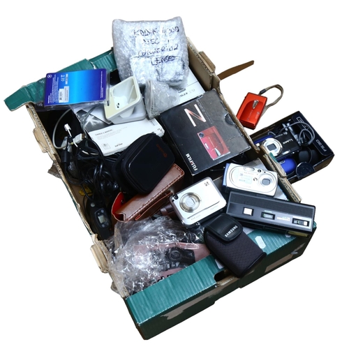 255 - A quantity of Vintage cameras and accessories, including Kodak, Lumix, Fujifilm, etc