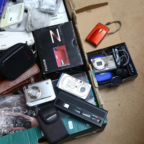 255 - A quantity of Vintage cameras and accessories, including Kodak, Lumix, Fujifilm, etc