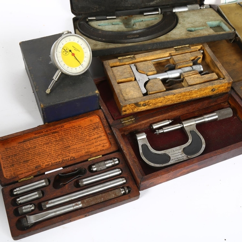 263 - A small collection of engineering and lathe tools, including a Brown & Sharpe thread pitch micromete... 