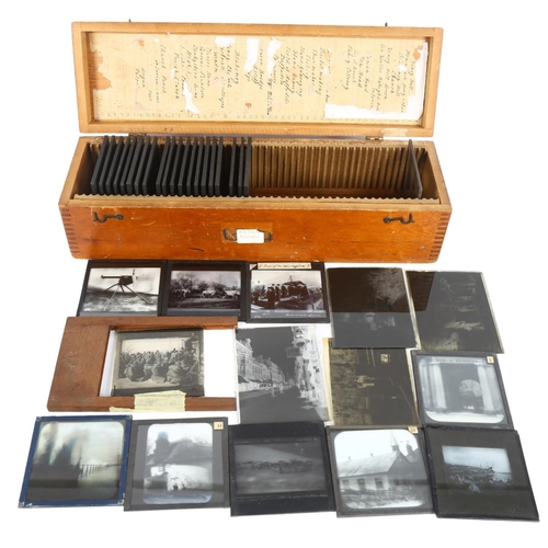 269 - A box of Antique glass magic lantern slides, slides have maker's tag Newton & Co Ltd, 42 Museum Stre... 