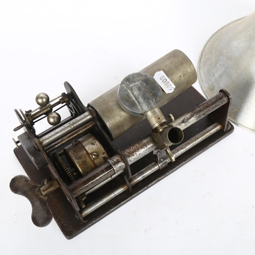 273 - EDISON - the mechanism and horn from a wax cylinder player, no case, height including funnel 35cm