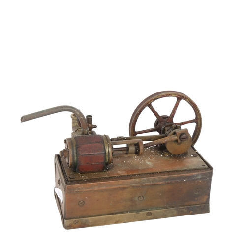 276 - A small Vintage scratch-built model stationary engine, length of box 16cm