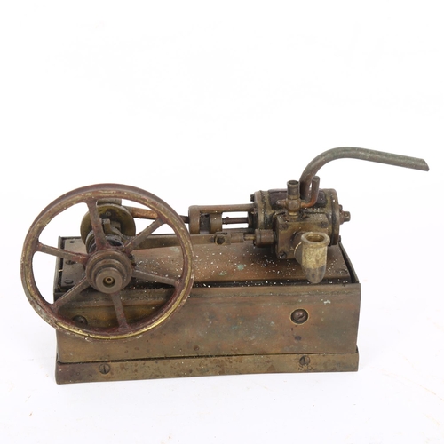 276 - A small Vintage scratch-built model stationary engine, length of box 16cm