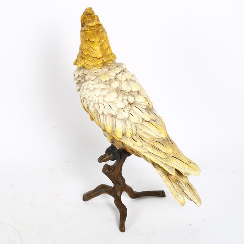 291 - A large Bergmann style cold painted bronze parrot on shaped branch, H30cm