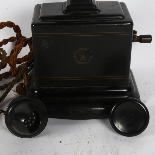 297 - An early 20th century Ericcson hand-crank desk telephone, height of telephone including receiver 30c... 