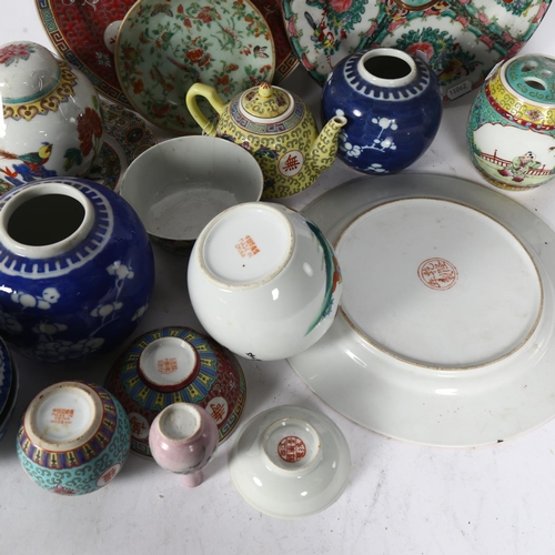 318 - A Chinese teapot, H9cm, decorative plates, ginger jars, miniature vase etc