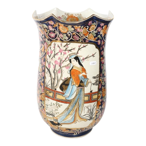 336 - An Oriental porcelain vase with painted and gilded decoration, 46cm