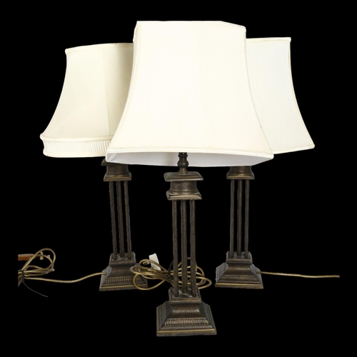 340 - A set of 3 composition Classical design table lamps, with a pair of matching shades, and another, he... 