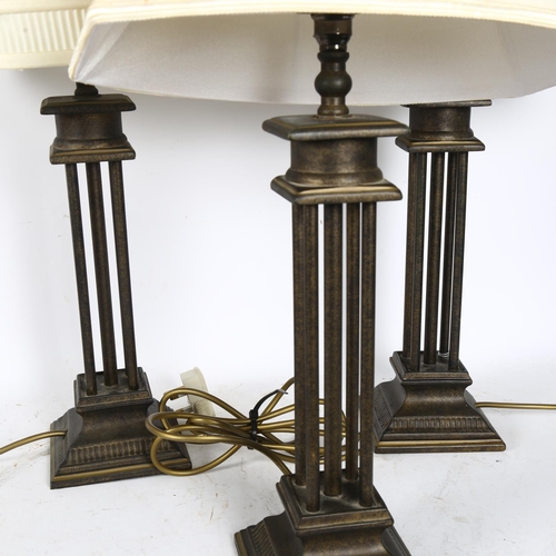 340 - A set of 3 composition Classical design table lamps, with a pair of matching shades, and another, he... 