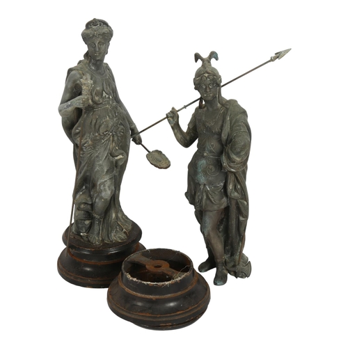 345 - A pair of Vintage Continental spelter mythological figures, on plinths, H34cm