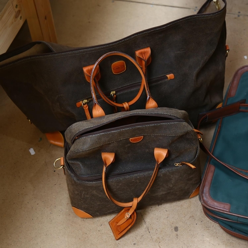 356 - 2 Bric's leather travel bags, largest 70cm across, and a Samsonite case