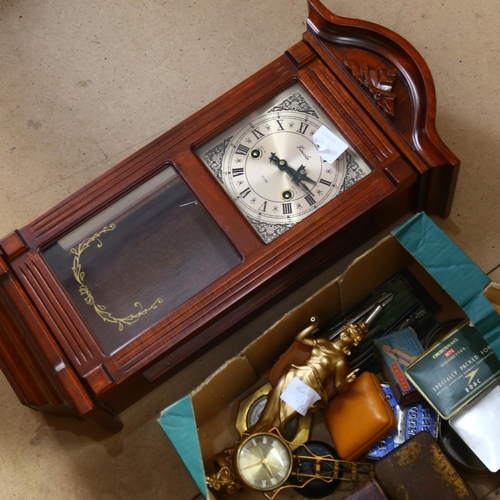 362 - A 31-day wall clock, and a box of various items