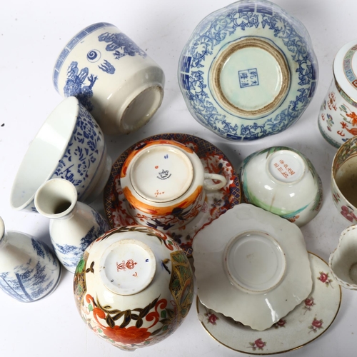 427 - Cabinet cups and saucers, Derby vase (A/F), Oriental cup and cover and other items