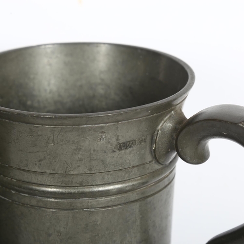 453 - 2 Victorian quart pewter measures