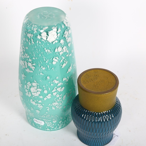 460 - A Caithness glass vase, with speckled silver foil, 1970s', height 24cm, and a Swedish pottery vase