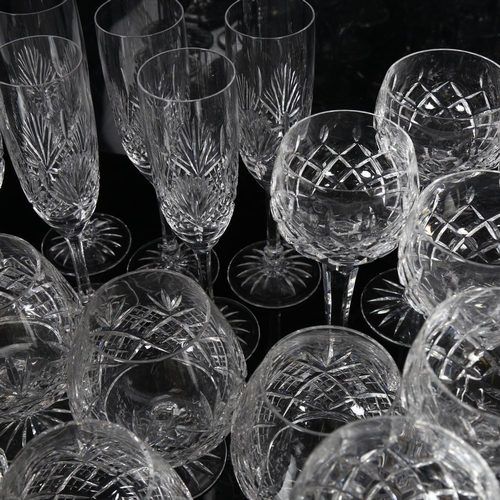 463 - 6 Edinburgh Crystal Champagne flutes, 5 cut-crystal Brandy balloons, and a set of 8 Hock glasses