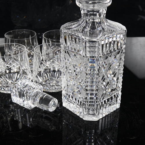 464 - A Waterford Crystal decanter and stopper, H24cm, and a set of Waterford Crystal tumblers