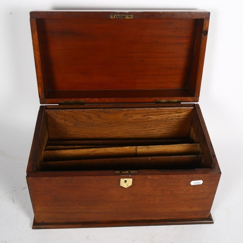 490 - A mahogany stationery box with drawer under, 40cm across