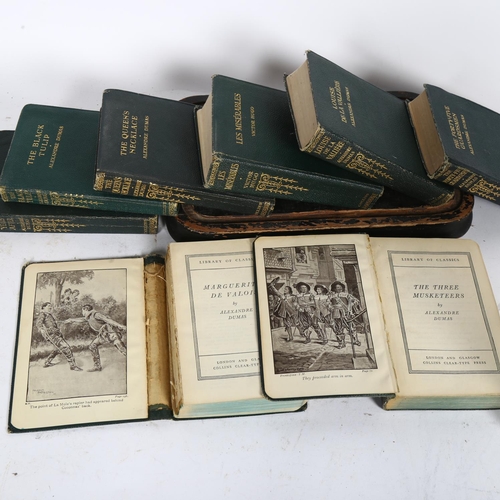 494 - A set of Alexander Dumas books under glass dome on plinth, dome height 28cm