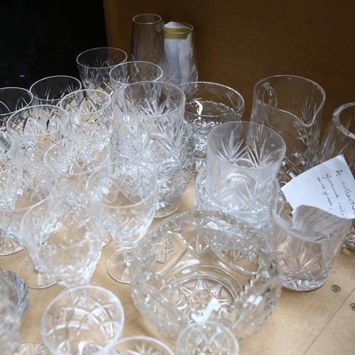 495 - A set of 7 crystal wine glasses,  liqueurs, water jug, etc