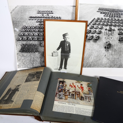 502 - A miscellaneous grouping of Vintage militaria ephemera, comprising a scrap album containing Vintage ... 