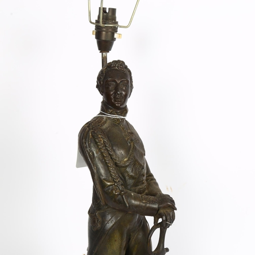 513 - A spelter figurine table lamp, depicting Napoleon Bonaparte, H67cm