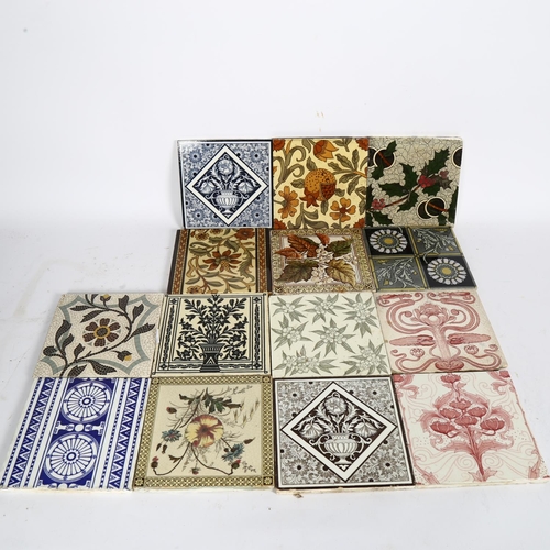 521 - 30 various decorative Antique transfer printed Victorian and Arts and Crafts tiles