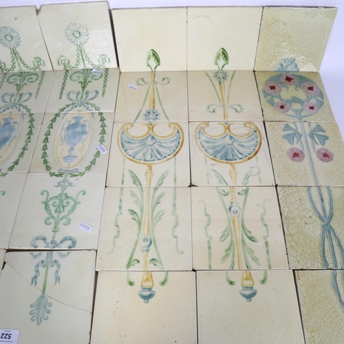 522 - 5 sets of 5 Antique fireplace tiles